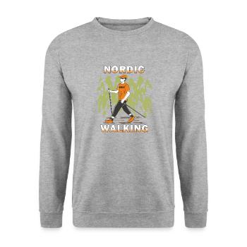 NORDIC WALKING - Unisex Pullover - Weißgrau meliert - Vorne - Alina (178cm) & Michal (187cm)