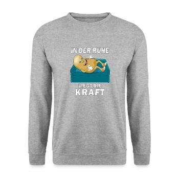 KARTOFFEL IN DER RUHE LIEGT DIE KRAFT - Unisex Pullover - Weißgrau meliert - Vorne - Alina (178cm) & Michal (187cm)