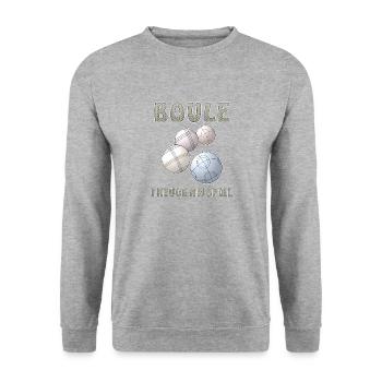BOULE FREUDE AM SPIEL - Unisex Pullover - Weißgrau meliert - Vorne - Alina (178cm) & Michal (187cm)