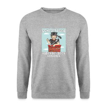 SCHLOTFEGER HABEN DEN BLICK VON OBEN - Unisex Pullover - Weißgrau meliert - Vorne - Alina (178cm) & Michal (187cm)