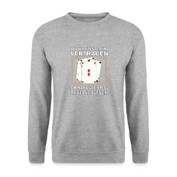 HABE DIE SPIELREGELN GELESEN - Unisex Pullover - Weißgrau meliert - Vorne - Alina (178cm) & Michal (187cm)