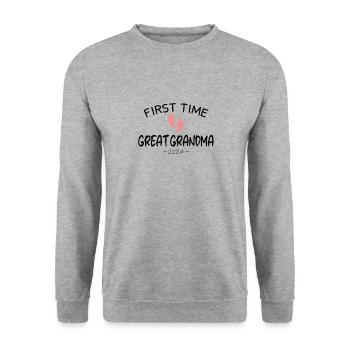 First time great grandma 2024 New Baby for granny - Unisex Sweatshirt - salt & pepper - Front - Alina (178cm) & Michal (187cm)