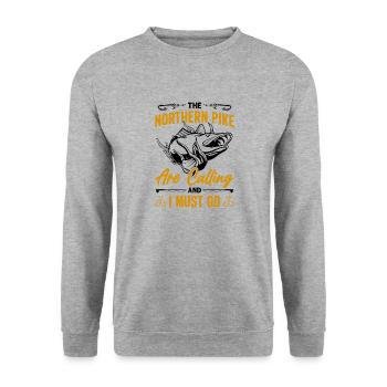 Fisherman Fisherman Fisherman Nordic Pike - Unisex Sweatshirt - salt & pepper - Front - Alina (178cm) & Michal (187cm)