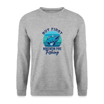 Fisherman Fisherman Fisherman Nordic Pike - Unisex Sweatshirt - salt & pepper - Front - Alina (178cm) & Michal (187cm)
