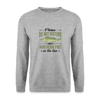 Fishermen Fishermen Fishermen Northern pike - Unisex Sweatshirt - salt & pepper - Front - Alina (178cm) & Michal (187cm)