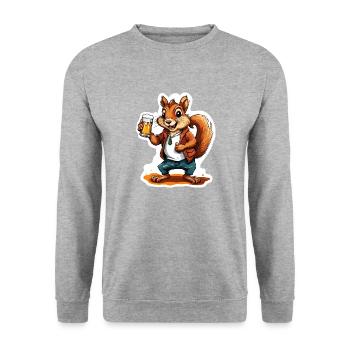 Squirrel / Animal / Rodent / Forest Animal / Comic - Unisex Sweatshirt - salt & pepper - Front - Alina (178cm) & Michal (187cm)