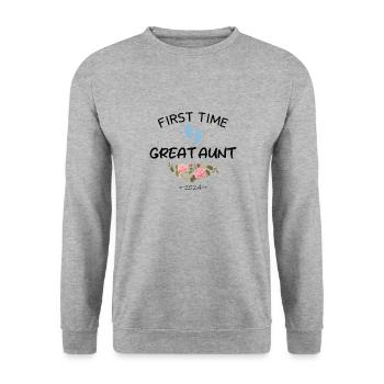 First time Great Aunt 2024 New Baby For Auntie To - Unisex Sweatshirt - salt & pepper - Front - Alina (178cm) & Michal (187cm)