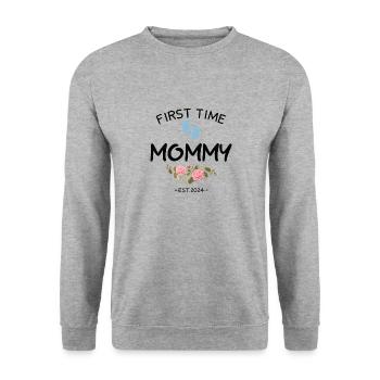 First time Great Aunt 2024 New Baby For Auntie To - Unisex Sweatshirt - salt & pepper - Front - Alina (178cm) & Michal (187cm)