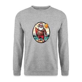 Weihnachtsmann surft fröhlich surft - Unisex Pullover - Weißgrau meliert - Vorne - Alina (178cm) & Michal (187cm)