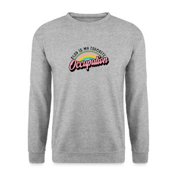 Ergotherapeuten-Shirt, Spielen ist mein Favorit - Unisex Pullover - Weißgrau meliert - Vorne - Alina (178cm) & Michal (187cm)