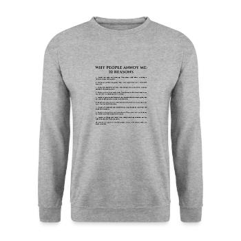 Why People Annoy Me Reasons English - Unisex Sweatshirt - salt & pepper - Front - Alina (178cm) & Michal (187cm)