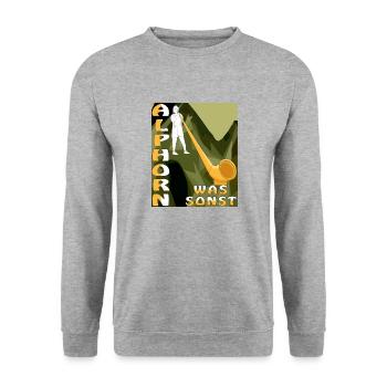 ALPHORN WAS SONST - Unisex Pullover - Weißgrau meliert - Vorne - Alina (178cm) & Michal (187cm)