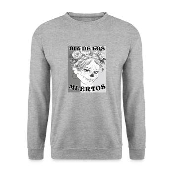 DIA DE LOS MUERTOS - Unisex Pullover - Weißgrau meliert - Vorne - Alina (178cm) & Michal (187cm)