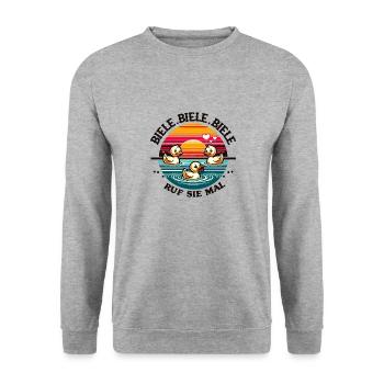 Biele Biele Biele Ruf sie mal - vintage retro - Unisex Pullover - Weißgrau meliert - Vorne - Alina (178cm) & Michal (187cm)