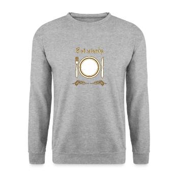 PLATE CUTLERY Eat wisely - Unisex Sweatshirt - salt & pepper - Front - Alina (178cm) & Michal (187cm)