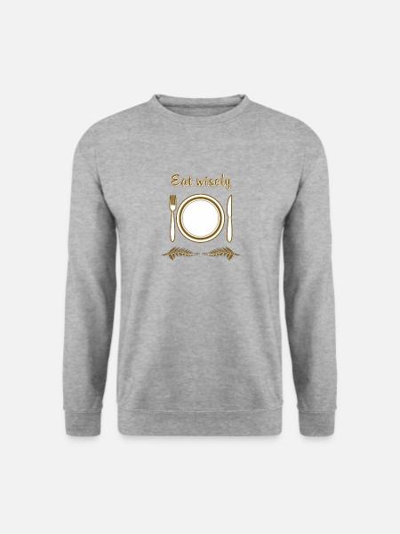 PLATE CUTLERY Eat wisely - Unisex Sweatshirt - salt & pepper