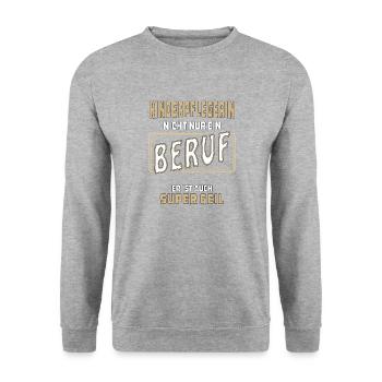 KINDERPFLEGERIN NICHT NUR EIN BERUF - Unisex Pullover - Weißgrau meliert - Vorne - Alina (178cm) & Michal (187cm)