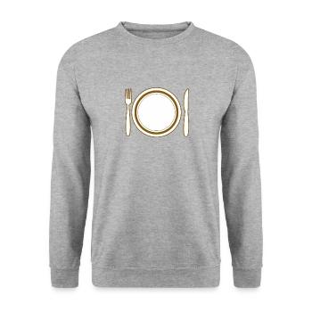 PLATE CUTLERY - Unisex Sweatshirt - salt & pepper - Front - Alina (178cm) & Michal (187cm)