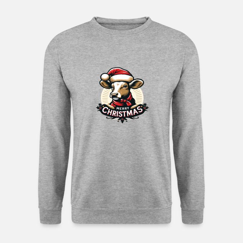 Kuh Kuhkopf Kühe Kalb Milchkuh Mutterkuh - Unisex Pullover - Weißgrau meliert