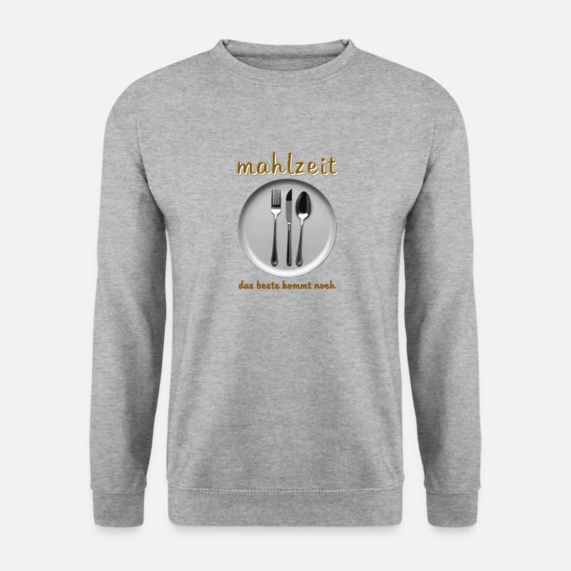 TELLER BESTECK MAHLZEIT - Unisex Pullover - Weißgrau meliert