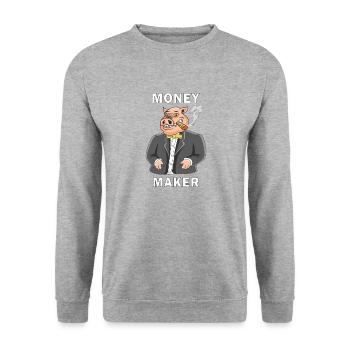 PIG MONEY MAKER - Unisex Sweatshirt - salt & pepper - Front - Alina (178cm) & Michal (187cm)