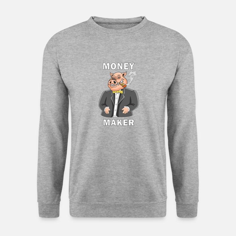 SCHWEIN MONEY MAKER - Unisex Pullover - Weißgrau meliert