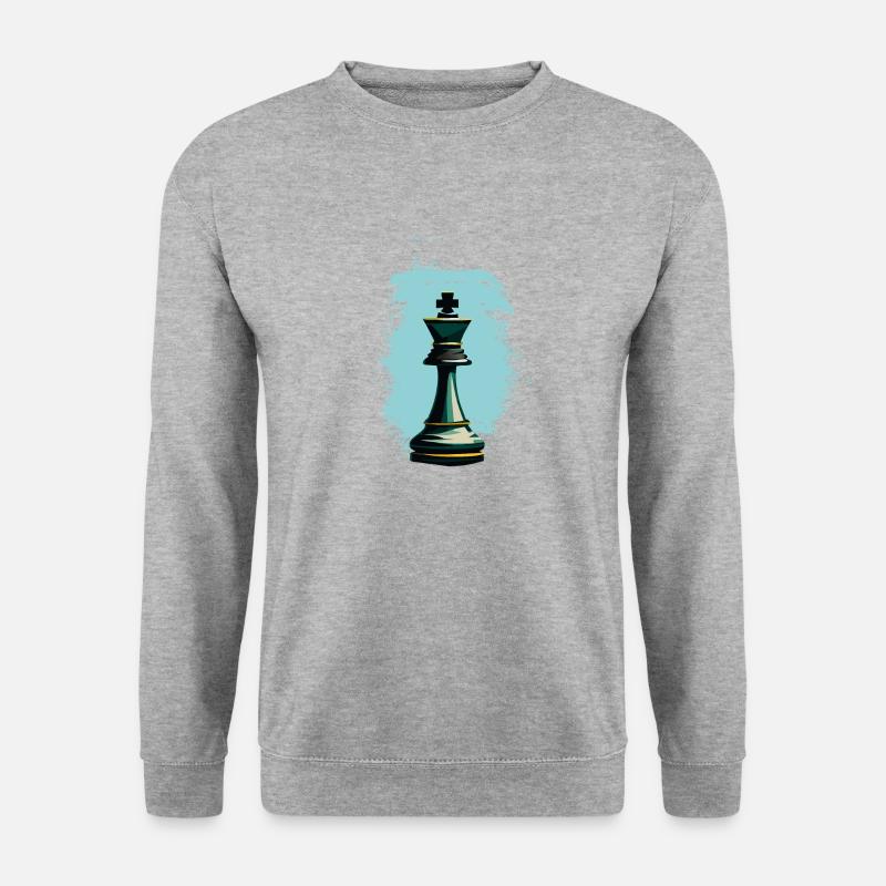 Schach König - Unisex Pullover - Weißgrau meliert