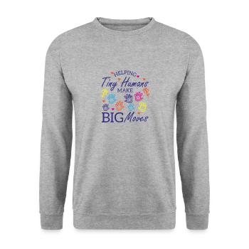Ergothérapeute Ergothérapie Tiny Humans OT - Sweat-shirt Unisexe - gris chiné - Devant - Alina (178cm) & Michal (187cm)