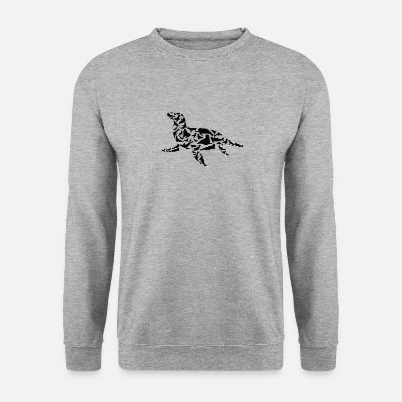 Robbe Seelöwe Robben Silhouette - Unisex Pullover - Weißgrau meliert