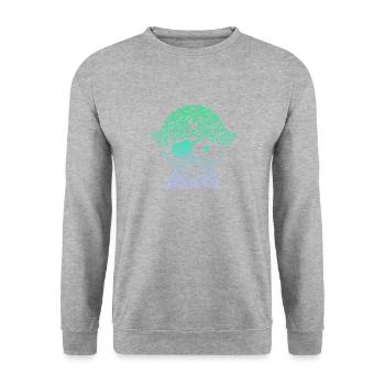 Silhouette Ikone Pirat | Jungen Pirat - Unisex Pullover - Weißgrau meliert - Vorne - Alina (178cm) & Michal (187cm)