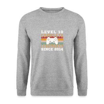 Level 10 Complete 2014 Birthday Gift - Unisex Sweatshirt - salt & pepper - Front - Alina (178cm) & Michal (187cm)