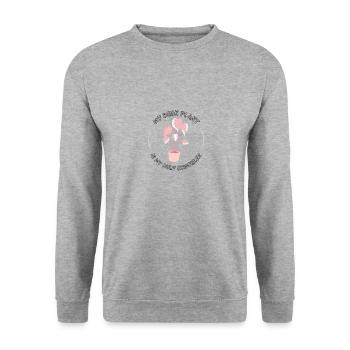 Meine Schreibtischpflanze ist mein einziger Kollege - Unisex Pullover - Weißgrau meliert - Vorne - Alina (178cm) & Michal (187cm)