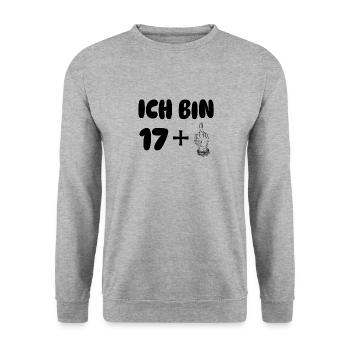 Ich bin18 - Unisex Pullover - Weißgrau meliert - Vorne - Alina (178cm) & Michal (187cm)