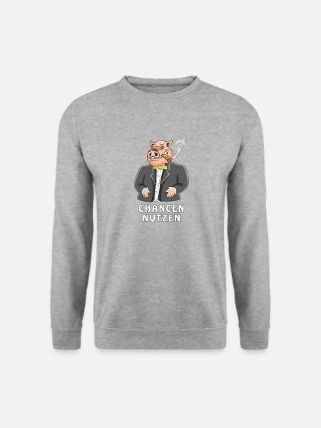 SCHWEIN CHANCEN NUTZEN - Unisex Pullover - Weißgrau meliert