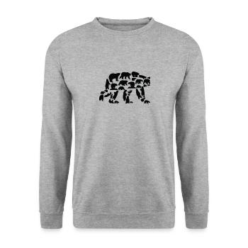 Ours, ours polaire, ours brun, grizzli, silhouette - Sweat-shirt Unisexe - gris chiné - Devant - Alina (178cm) & Michal (187cm)