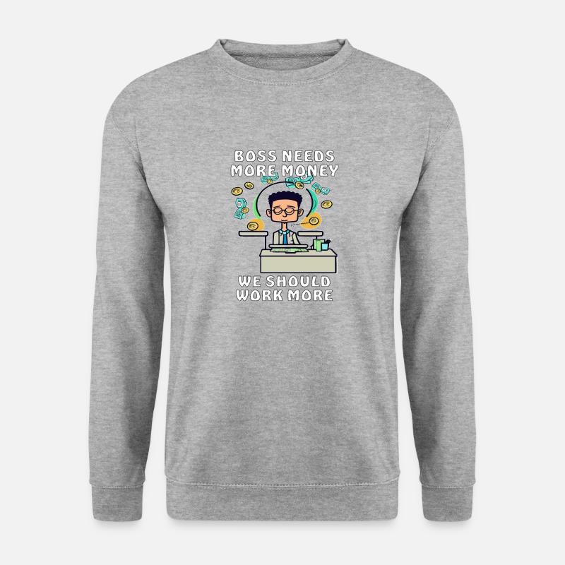 geld arbeit faul - Unisex Pullover - Weißgrau meliert