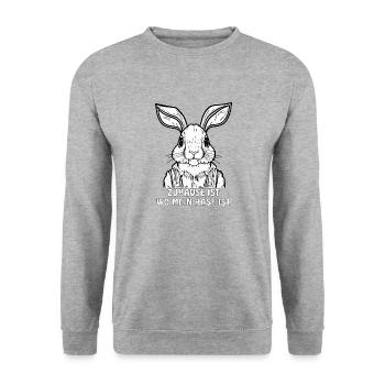 HASE ZUHAUSE IST - Unisex Pullover - Weißgrau meliert - Vorne - Alina (178cm) & Michal (187cm)