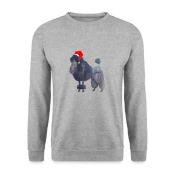 Pudel Weihnachten - Unisex Pullover - Weißgrau meliert - Vorne - Alina (178cm) & Michal (187cm)