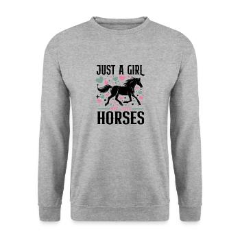 Cadeau d’amant de cheval juste une fille qui aime les chevaux - Sweat-shirt Unisexe - gris chiné - Devant - Alina (178cm) & Michal (187cm)