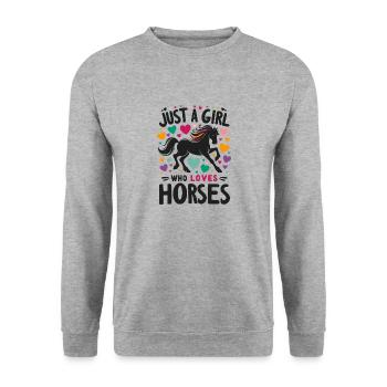Cadeau d’amant de cheval juste une fille qui aime les chevaux - Sweat-shirt Unisexe - gris chiné - Devant - Alina (178cm) & Michal (187cm)