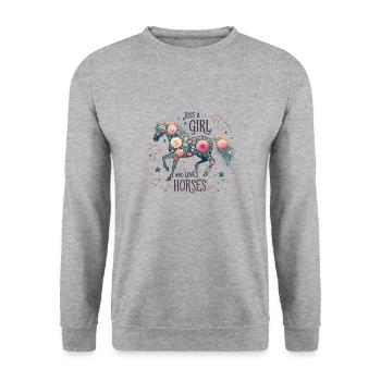 Cadeau d’amant de cheval juste une fille qui aime les chevaux - Sweat-shirt Unisexe - gris chiné - Devant - Alina (178cm) & Michal (187cm)