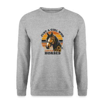 Cadeau d’amant de cheval juste une fille qui aime les chevaux - Sweat-shirt Unisexe - gris chiné - Devant - Alina (178cm) & Michal (187cm)
