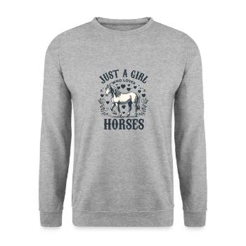 Cadeau d’amant de cheval juste une fille qui aime les chevaux - Sweat-shirt Unisexe - gris chiné - Devant - Alina (178cm) & Michal (187cm)