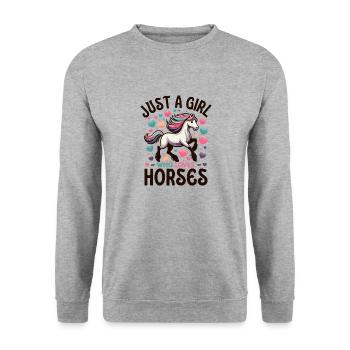 Cadeau d’amant de cheval juste une fille qui aime les chevaux - Sweat-shirt Unisexe - gris chiné - Devant - Alina (178cm) & Michal (187cm)