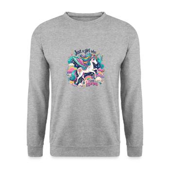 Cadeau d’amant de cheval juste une fille qui aime les chevaux - Sweat-shirt Unisexe - gris chiné - Devant - Alina (178cm) & Michal (187cm)