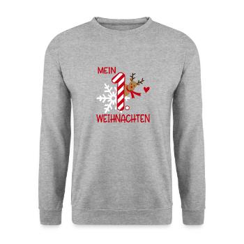 Mein erstes Weihnachten - Unisex Pullover - Weißgrau meliert - Vorne - Alina (178cm) & Michal (187cm)
