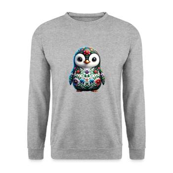 Cadeau d’amant de pingouin Floral cool - Sweat-shirt Unisexe - gris chiné - Devant - Alina (178cm) & Michal (187cm)