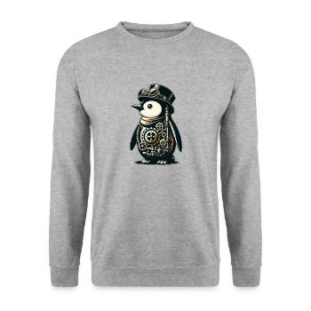 Vintage victorien Steampunk pingouin amant cadeau - Sweat-shirt Unisexe - gris chiné - Devant - Alina (178cm) & Michal (187cm)