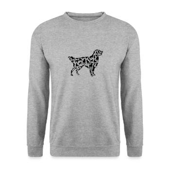 Golden Retriever Hund Golden Retriever Silhouette - Unisex Pullover - Weißgrau meliert - Vorne - Alina (178cm) & Michal (187cm)