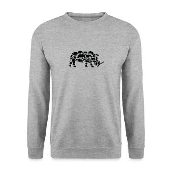 Nashorn Wildlife Afrika Nashorn Silhouette - Unisex Pullover - Weißgrau meliert - Vorne - Alina (178cm) & Michal (187cm)